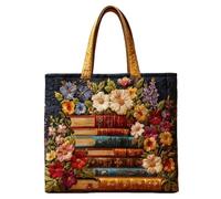 Genérico Vintage Quilted Tote Bag,Cute Animals Print Cotton Shoulder Bag,Canvas Book Print Shoulder Bags for Vacation Shopping