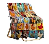 Genérico Vintage Rooster Plaid Print Flannel Blanket | Funny & Cute Chicken Throw Funny Farm Quilt, Anti-Pilling, Colorfast & Adorable, Lightweight Washable Warm For Home Bedding & Gifting