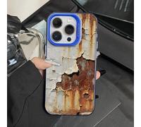 Genérico Vintage Rust Look Phone Case Compatible for iPhone 17/16/15 Pro MAX, Creative Industrial Iron Style Rusty Imitation Phone Cover, intage Industrial Cover (For iPhone17,Blue)