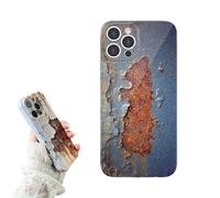 Genérico Vintage Rust Look Phone Case Compatible with iPhone 16/15/14/13/12ProMax - Rusty Imitation, Industrial Iron Style, Shockproof TPU Cover (For iPhone14,Blue)
