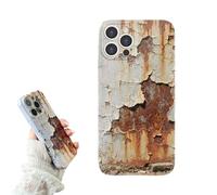 Genérico Vintage Rust Look Phone Case Compatible with iPhone 16/15/14/13/12ProMax - Rusty Imitation, Industrial Iron Style, Shockproof TPU Cover (For iPhone15,White)