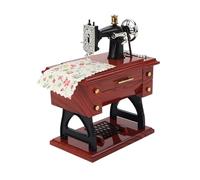 Genérico Vintage Sewing Machine Music Box, 2025 New Retro Classical Treadle Mechanical Clockwork Musical for Home Decor Birthday Gift, Desk Decoration (Brown)