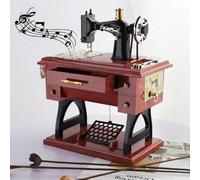 Genérico Vintage Sewing Machine Music Box, Mini Sewing Machine Music Box, Simulation Plastic, Machine-Vintage-Hand-Cranked-Mechanism Mini Musical Retro Classical Table Desk Decoration (Small)