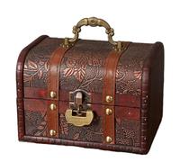 Genérico Vintage Storage Box - Wooden VintageBox, Treasure Box Kids, WoodenBox With Handle And Lock, Decorative Storage For Jewelry, Pearl Trinkets, Keepsake, Retro Chest For Home Decoration