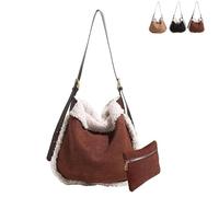 Genérico Vintage Suede Tote Bag Plush Fuzzy Shoulder Bag - Large Capacity Purse, Soft Faux Fur & Suede Handbag for Women (Coffee)