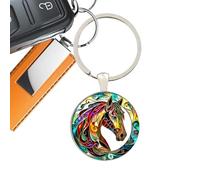 Genérico Vintage -Taschenanhänger Mit Glas-Cabochon - Eleganter Schlüsselanhänger Aus Zinklegierung Für Handtaschen, Rucksäcke & Geldbörsen | Retro & Accessoire Für Reiter | 2,7cm