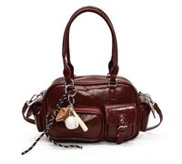 Genérico Vintage Top Handle Bag with Bowknot,Trendy PU Leather Shoulder Bags for Women,Cute Aesthetic Casual Crossbody Bag
