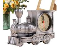 Genérico Vintage Train Clock, Battery Powered Desk Timepiece, 7.08x2.36 Inches Alarm with Silent Movement, ABS Table Decor, Retro Engine with Classic Style, Home Clock for Bedroom Office