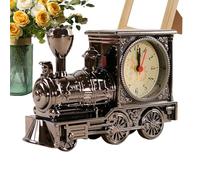 Genérico Vintage Train Clock, Battery Powered Desk Timepiece, 7.08x2.36 Inches Alarm with Silent Movement, ABS Table Decor, Retro Engine with Classic Style, Home Clock for Bedroom Office
