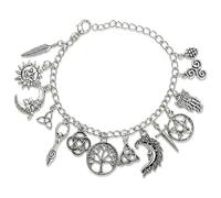 Genérico Vintage Witchy Charm Bracelet, Celtic Tree of Life Triquetra Pentacle Moon Sun Owl Feather Multi Charms Chain Bracelet, Celestial Gothic Boho Jewelry for Women (1Pcs)