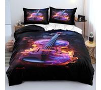 Genérico Violín Funda Nórdica para Cama de 135 cm Llama Funda NóRdica de Microfibra (200x200cm) con 2 Fundas de Almohada, Suave, Transpirable, Apta para Adultos, con Cremallera