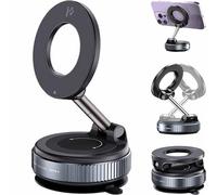 Genérico Vipbugo Phone Holder, Vipbu Magnetic Phone Mount, 360° Adjustable Vacuum Magnetic Phone Holder, Foldable and Retractable Hands-Free Suction Cup Phone Mount for Car/Gym/Mirror (Black)