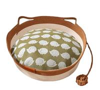 Genérico Virelapet Woven Rope Cat Basket, Hand-Woven Pet Bed Nest Round with Toy Tail, Round Cat Basket Beds with Built-In Play Ball and Pet Bed Mats