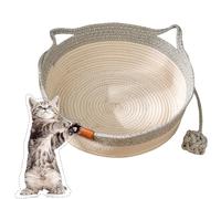 Genérico Virelapets Woven Rope Cat Basket, Cat Bed Basket Round Cotton Rope Woven with Toy Tail, Semi-Enclosed Design, Beds Indoor Cats for Small, Medium and Large Pet (Gray/no Cushion,M/42cm)