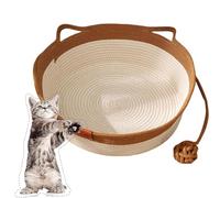 Genérico Virelapets Woven Rope Cat Basket, Cat Bed Basket Round Cotton Rope Woven with Toy Tail, Semi-Enclosed Design, Beds Indoor Cats for Small, Medium and Large Pet (Brown/on Cushion,S/35cm)