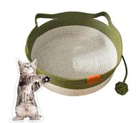 Genérico Virelapets Woven Rope Cat Basket, Cat Bed Basket Round Cotton Rope Woven with Toy Tail, Semi-Enclosed Design, Beds Indoor Cats for Small, Medium and Large Pet (Green/no Cushion,M/42cm)