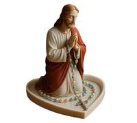 Genérico Virgen María Soporte de, resina Católica Jesús, soporte de oración de resina tallada a mano, base en forma de corazón para almacenamiento sin enredos, adornos de almacenamiento