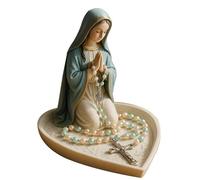 Genérico Virgen María Soporte de, resina Católica Jesús, soporte de oración de resina tallada a mano, base en forma de corazón para almacenamiento sin enredos, adornos de almacenamiento