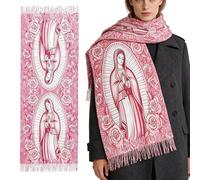 Genérico Virgin Mary Catholic Scarf - 70.8 Inches Prayer Shawl Scarf | Catholic Devotional Accessory - Soft Cotton Warm Wrap For Prayer Home Decor Travel Holidays And Spiritual Daily Use