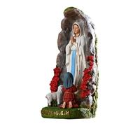Genérico Virgin Mary Resin Statue Religious Figurine Decor | Catholic Our Lady Bernadette Lamb Sculpture 19.8cm Display Piece | Living Room Cabinet Entryway Ornament Faith Gift Spiritual Home A