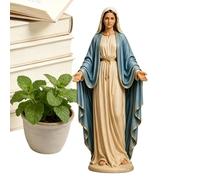 Genérico Virgin Mary Statue - Hand Painted Religious Figurine In Robe and Blue Cloak | Catholic Home Decor Sculpture, Sacred Devotional Altar Decoration with Outstretched Arms