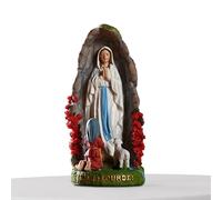 Genérico Virgin Mary Statue - Resin 8x8.5x19.8cm | Our Lady of with St Bernadette and Lamb Figurines, Blessed Mother Religious Sculpture | Ideal For Catholic Church Home Living Room Window Decoration