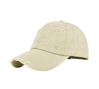 Genérico Visera de Béisbol Mezclilla Lavada Destruida para Hombre y Mujer (Beige, One Size)