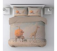 Genérico Víspera de Todos los Santos Naranja Fantasía Calabaza Piano Jirafa Funda nórdica Hipoalergénica Funda Edredón con Cremallera Suave 200 x 240cm