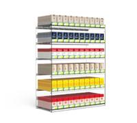 Genérico Vitrina expositora de Cigarrillos acrílica para Montaje en Pared con empujador automático - Vitrina para Tiendas de conveniencia y estancos, Transparente, 43,5 x 28,4 x 84-86 cm, Duradera, d