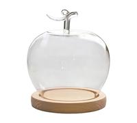 Genérico Vitrine Jar - Pear Silhouette Tabletop Ornament | Transparent Keepsake Bell with Wooden Base, Curio Housing for Wedding, Jewelry, Figures and Souvenirs