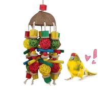 Genérico Vogelspielzeug - 53cm Beißspielzeug | Holz & Kokosnussschale Knabberspielzeug, Bunte XXL Schaukel Für Aras Sittichkäfige Nymphensittiche Conures Unzertrennliche Verschleißfest Sicher Voliere