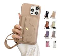 Genérico Vogueskin Wallet Case, 3-in-1 Wallet Phone Case, Card Holder & Hidden Makeup Mirror, Stylish Look with Comfortable Feel for iPhone Series (Light Brown,for iPhone16)