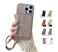 Genérico Vogueskin Wallet Case, 3-in-1 Wallet Phone Case, Card Holder & Hidden Makeup Mirror, Stylish Look with Comfortable Feel for iPhone Series (Gray,for iPhone17Pro)