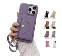 Genérico Vogueskin Wallet Case, 3-in-1 Wallet Phone Case, Card Holder & Hidden Makeup Mirror, Stylish Look with Comfortable Feel for iPhone Series (Purple,for iPhone14Pro)