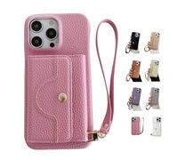 Genérico Vogueskin Wallet Case, 3-in-1 Wallet Phone Case, Card Holder & Hidden Makeup Mirror, Stylish Look with Comfortable Feel for iPhone Series (Pink,for iPhone14)
