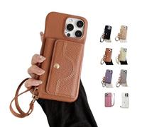 Genérico Vogueskin Wallet Case, 3-in-1 Wallet Phone Case, Card Holder & Hidden Makeup Mirror, Stylish Look with Comfortable Feel for iPhone Series (Brown,for iPhone16Pro)