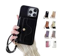 Genérico Vogueskin Wallet Case, 3-in-1 Wallet Phone Case, Card Holder & Hidden Makeup Mirror, Stylish Look with Comfortable Feel for iPhone Series (Black,for iPhone12Pro)