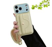 Genérico VogueSkin Wallet Case, 3-in-1 Wallet Phone Case, Premium Leather, Card Holder & Hidden Makeup Mirror, For 17/16/15/14/13 (17Pro MAX,Green)