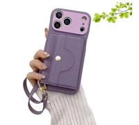 Genérico VogueSkin Wallet Case, 3-in-1 Wallet Phone Case, Premium Leather, Card Holder & Hidden Makeup Mirror, For 17/16/15/14/13 (12 Pro,Purple)