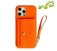 Genérico VogueSkin Wallet Case, 3-in-1 Wallet Phone Case, Premium Leather, Card Holder & Hidden Makeup Mirror, For 17/16/15/14/13 (14,Orange)
