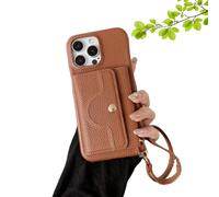 Genérico VogueSkin Wallet Case, 3-in-1 Wallet Phone Case, Premium Leather, Card Holder & Hidden Makeup Mirror, For 17/16/15/14/13 (15,Brown)