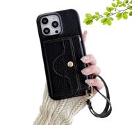 Genérico VogueSkin Wallet Case, 3-in-1 Wallet Phone Case, Premium Leather, Card Holder & Hidden Makeup Mirror, For 17/16/15/14/13 (12,Black)