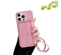 Genérico VogueSkin Wallet Case, 3-in-1 Wallet Phone Case, Premium Leather, Card Holder & Hidden Makeup Mirror, For 17/16/15/14/13 (17Pro,Pink)