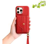 Genérico VogueSkin Wallet Case, 3-in-1 Wallet Phone Case, Premium Leather, Card Holder & Hidden Makeup Mirror, For 17/16/15/14/13 (13Pro MAX,Red)