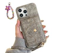 Genérico VogueSkin Wallet Case, Premium Leather, Card Holder & Hidden Makeup Mirror, 3-in-1 Wallet Phone Case, for Phone 17/16/15/14/13 Pro MAX Series (MGrey,16 ProMax)