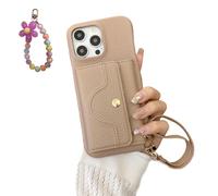 Genérico VogueSkin Wallet Case, Premium Leather, Card Holder & Hidden Makeup Mirror, 3-in-1 Wallet Phone Case, for Phone 17/16/15/14/13 Pro MAX Series (Light Brown,15 ProMax)