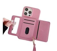 Genérico VogueSkin Wallet Case, Premium Leather, Card Holder & Hidden Makeup Mirror, 3-in-1 Wallet Phone Case, VogueSkin Leather Wallet Phone Case for iPhone 16/15/14/13/12/11pro MAX (Pink,12 Mini)