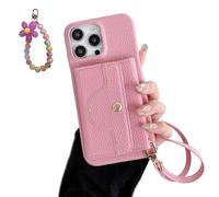 Genérico VogueSkin Wallet Case, Premium Leather, Card Holder & Hidden Makeup Mirror, 3-in-1 Wallet Phone Case, for Phone 17/16/15/14/13 Pro MAX Series (Pink,17)
