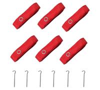 Genérico Volleyball Boundary Cords, Beach Volleyball Court Lines, Portable Weatherproof Nylon Straps with Stainless Steel Spikes for Backyard or Sand Setup, 26.25 Feet, Red, 6 Pieces
