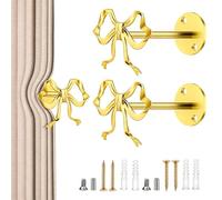 Genérico Vorhanghalter Haken 2er Set - Metall Legierung Wandhalter Mit Schleifen Design | Gardinen Halterung | Dekorative Vorhang Raffhalter Für Schlafzimmer Bad Büro Küche Balkon Kinderzimmer